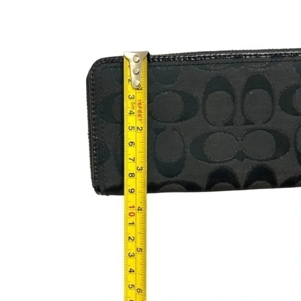Coach signature black glittery zipper wallet